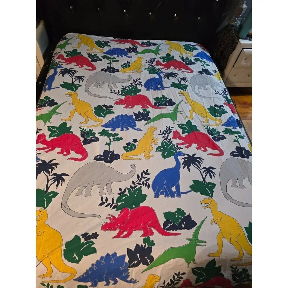 Vintage 80s Dinosaur Sheets Set Flat Fitted T-rex